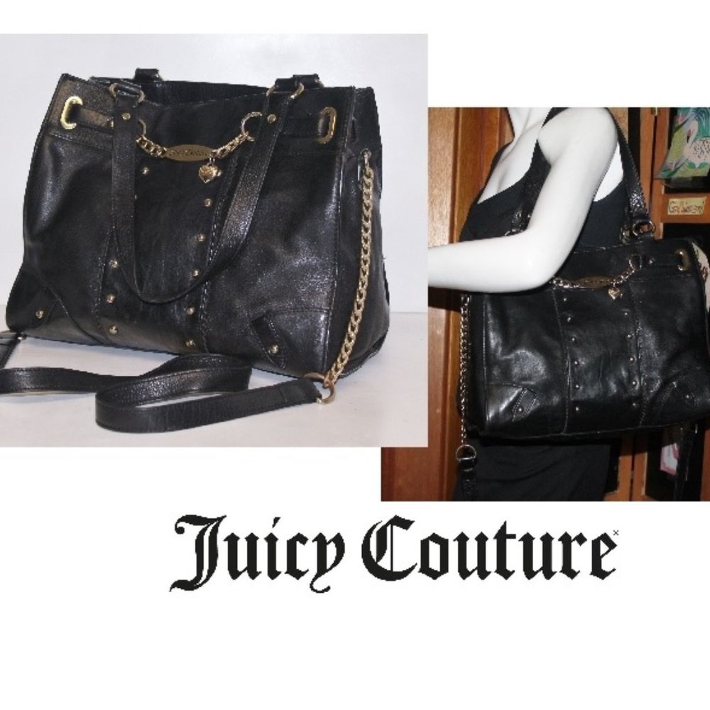 Y2K Juicy Couture Well Made Cow Leather Convertible Satchel Tote Bag Crossbody